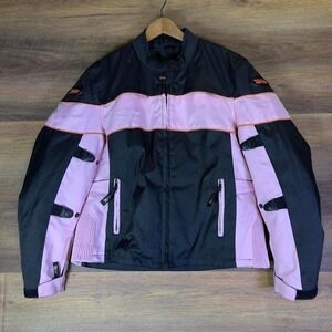 Xelement Motorcycle Jacket 2XL Black Pink Padded Riding Coat